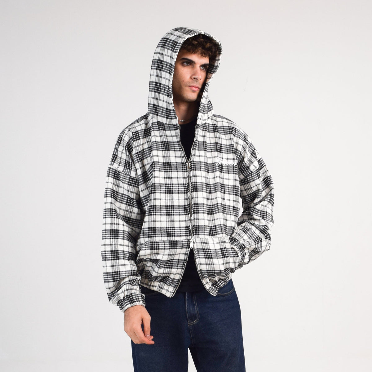 BLACK & WHITE PLAID JACKET