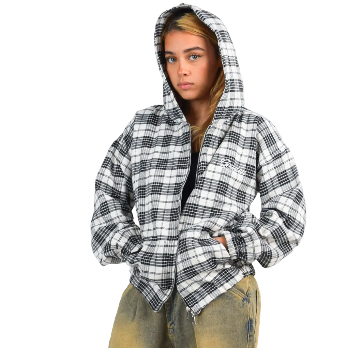 BLACK & WHITE PLAID JACKET